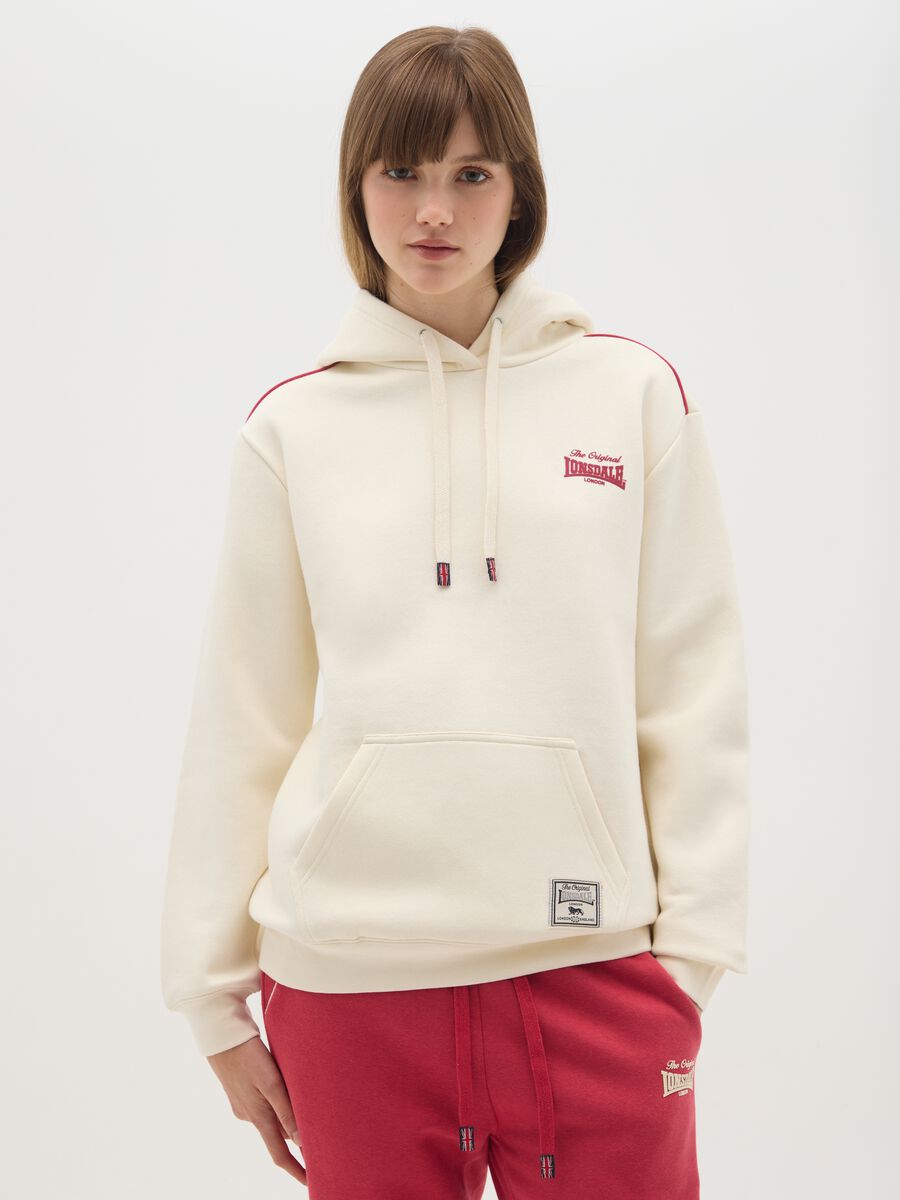 Beige cotton blend hoodie_0