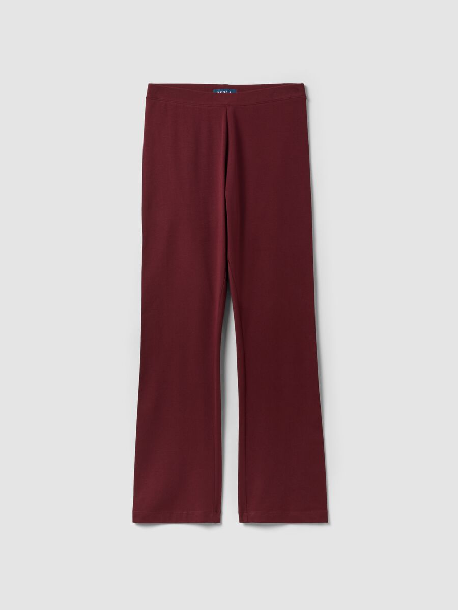 Leggings rossi flare in cotone elasticizzato_4