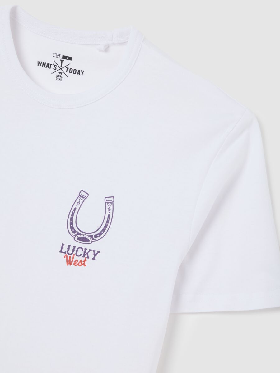 White T-shirt with horseshoe print Ovs_5