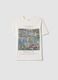 White pure cotton regular fit T-shirt with Monet print_0