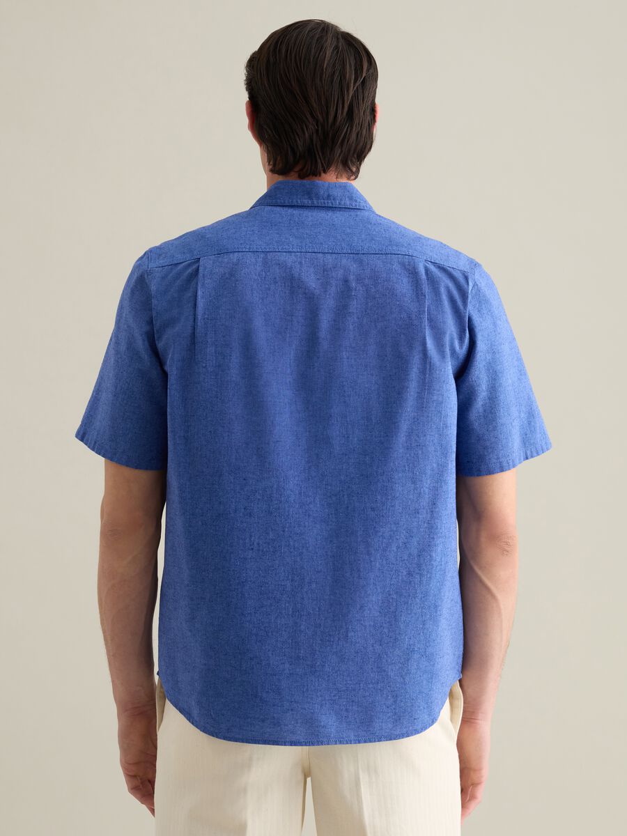 Blue cotton and linen shirt_3