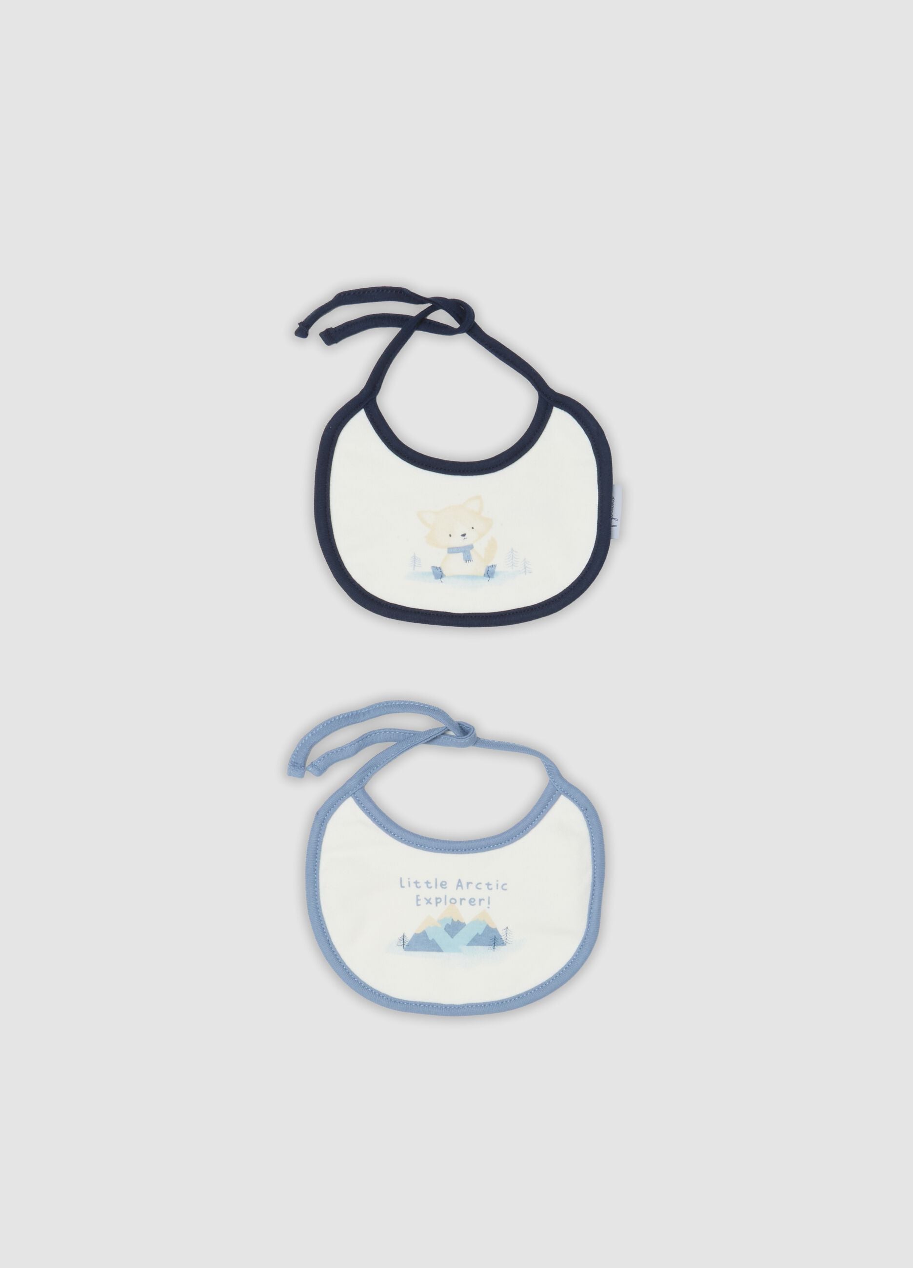Bipack bavaglini bianco azzurro chiaro blu navy in puro cotone organico