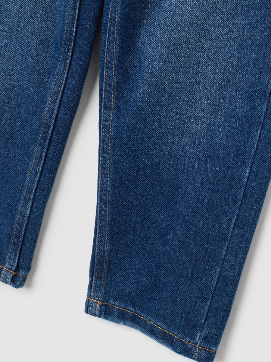Jeans da bambino in misto cotone blu loose fit_3