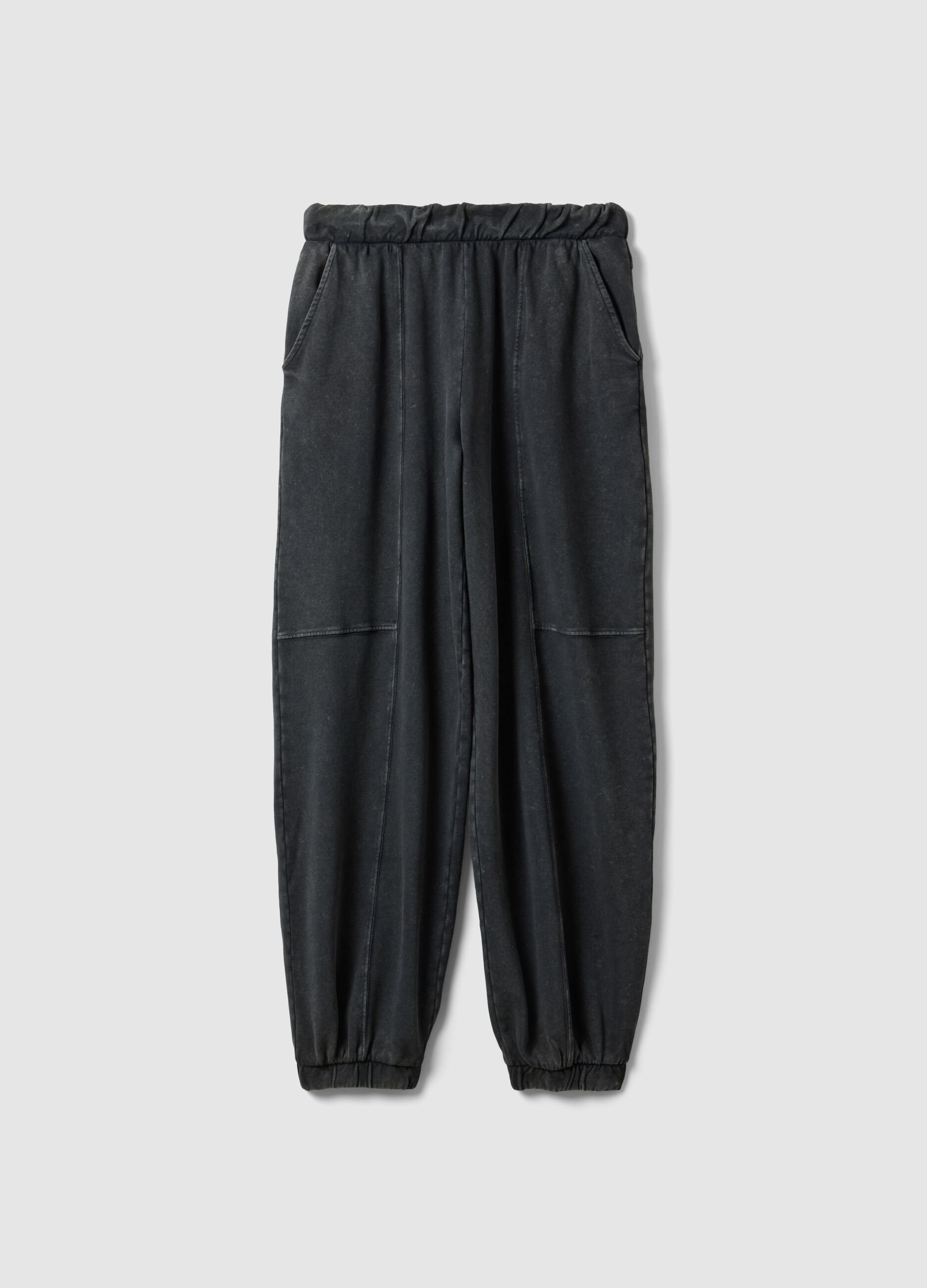 Girls' Oversized Fit Grey Pure Cotton Jogger Trousers