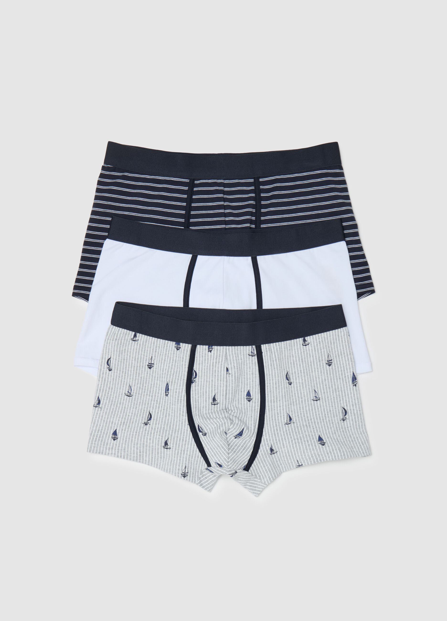 Three-pack boxer shorts in stretch cotton with print
