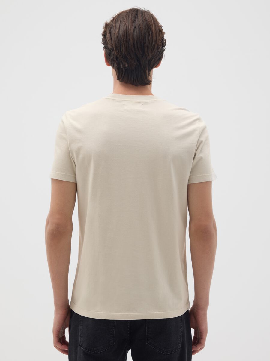 Beige regular fit pure cotton T-shirt_2