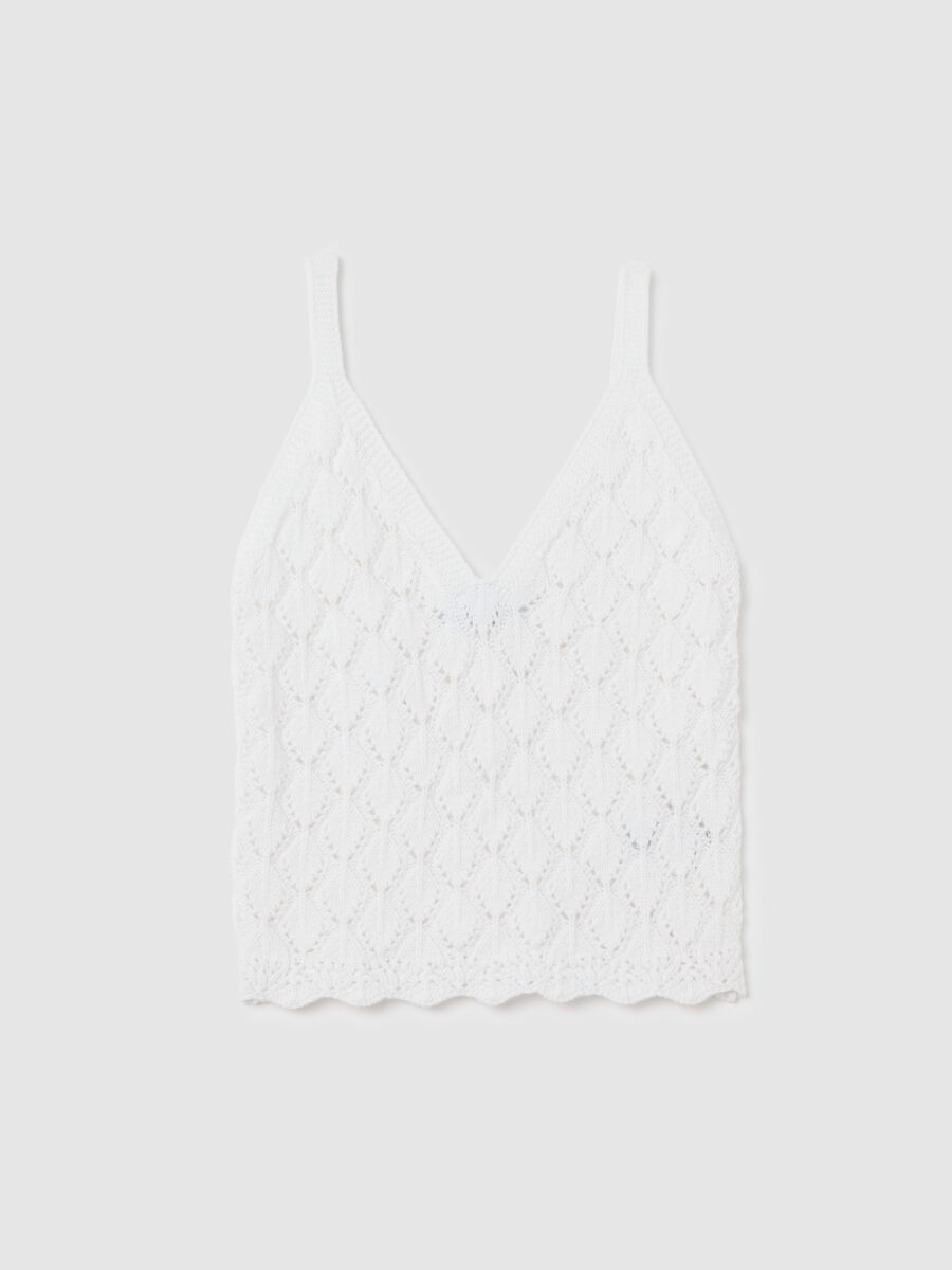 White short sleeveless cotton knit top_4