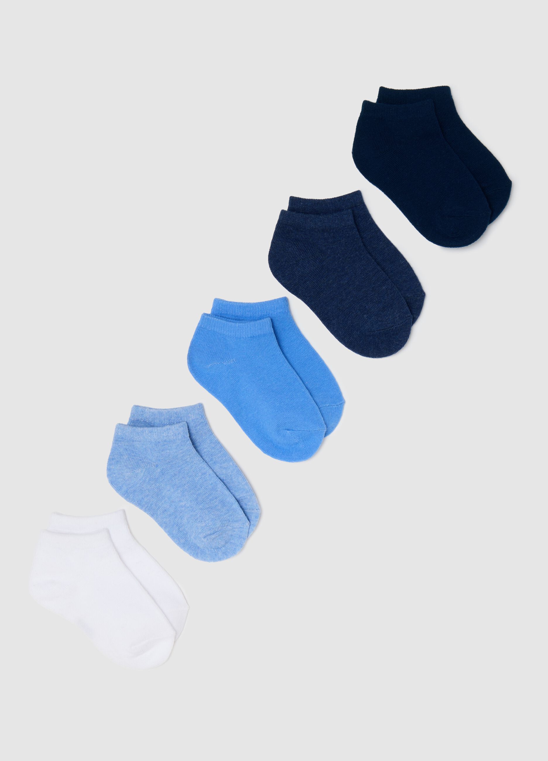 Five-pair pack white and blue stretch shoe liners