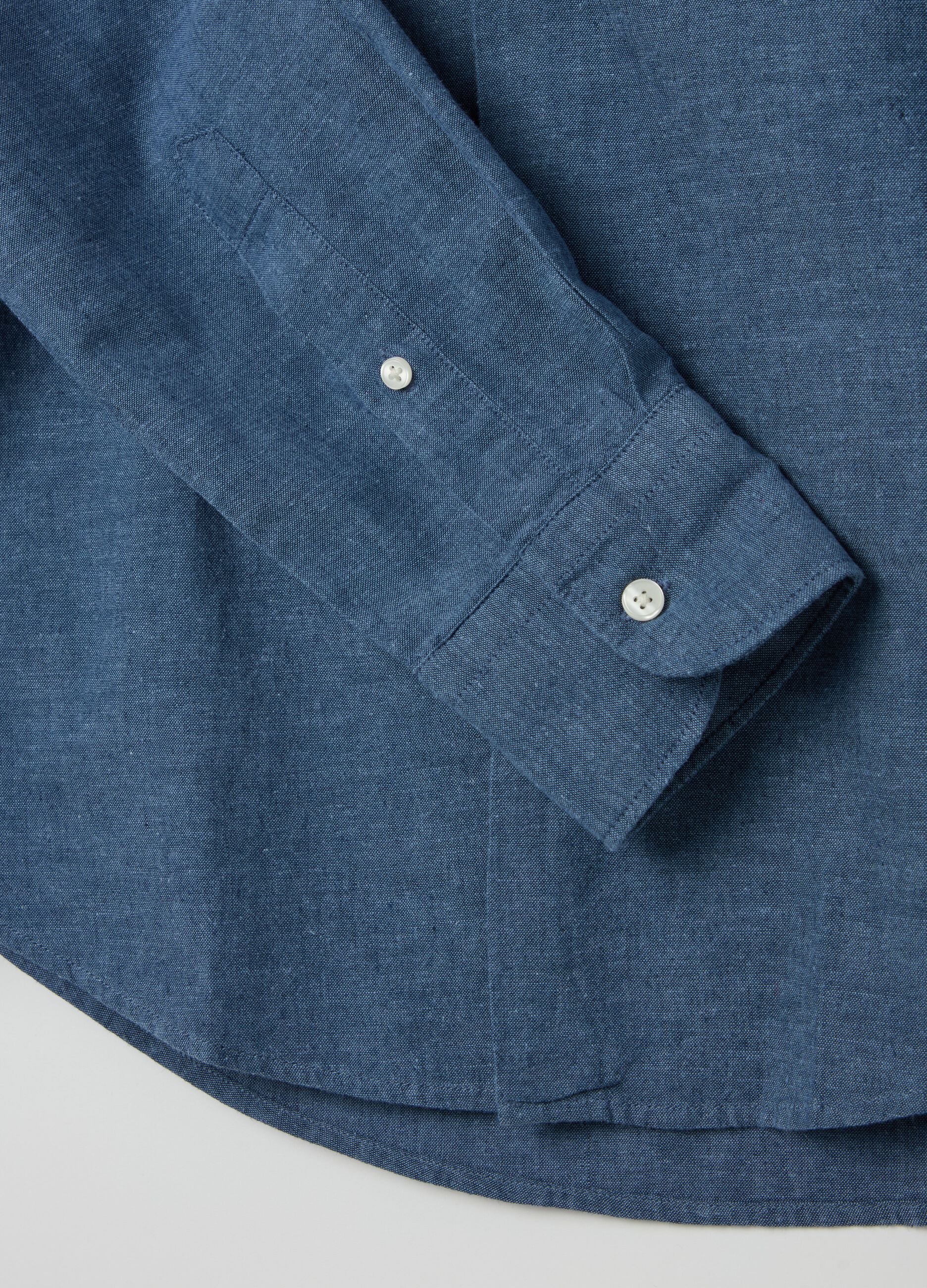 Regular-fit shirt in cotton and linen