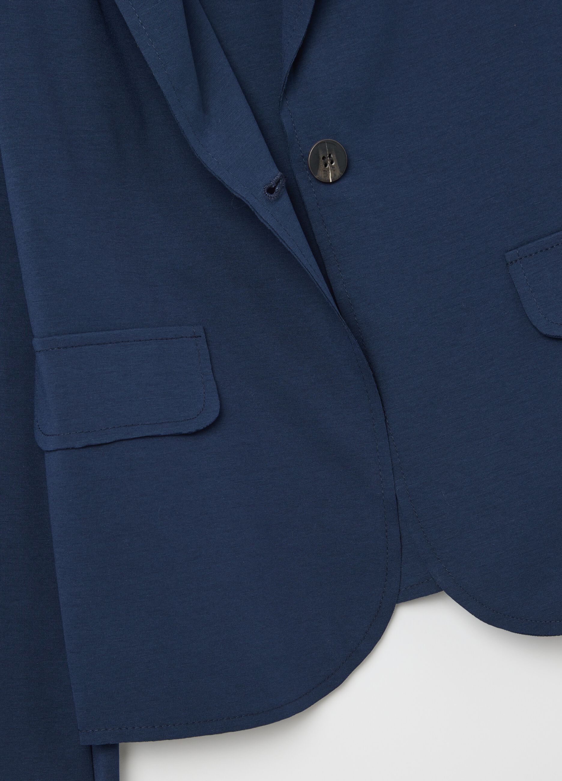 Blue stretch single-breasted blazer