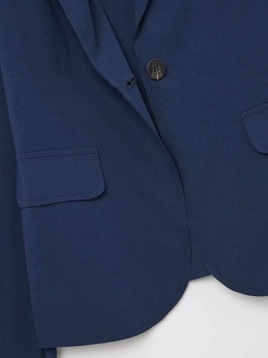 Blue stretch single-breasted blazer_5