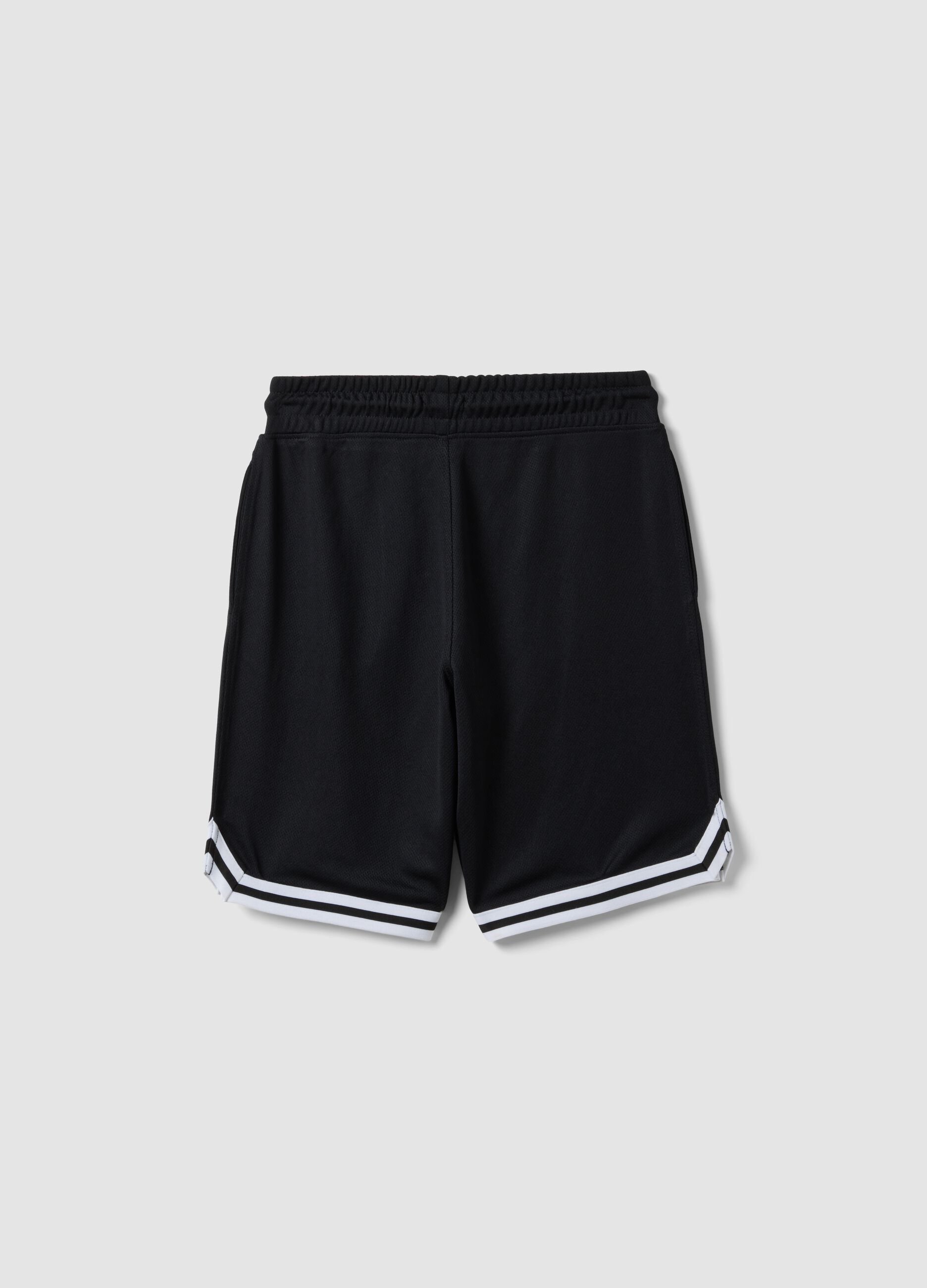 Blue shorts with elasticated waistband and drawstring