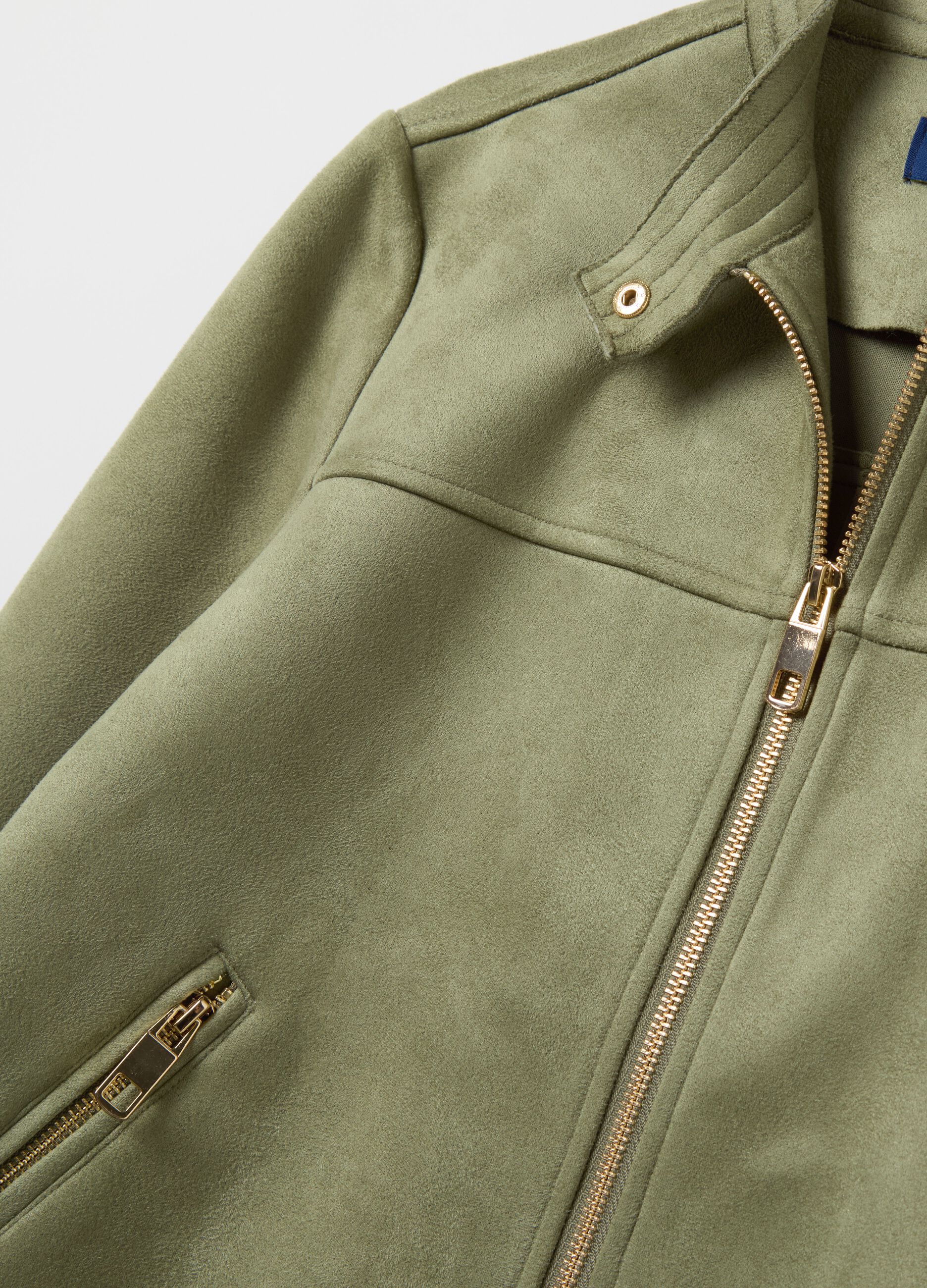 Short suede jacket with full-zip 