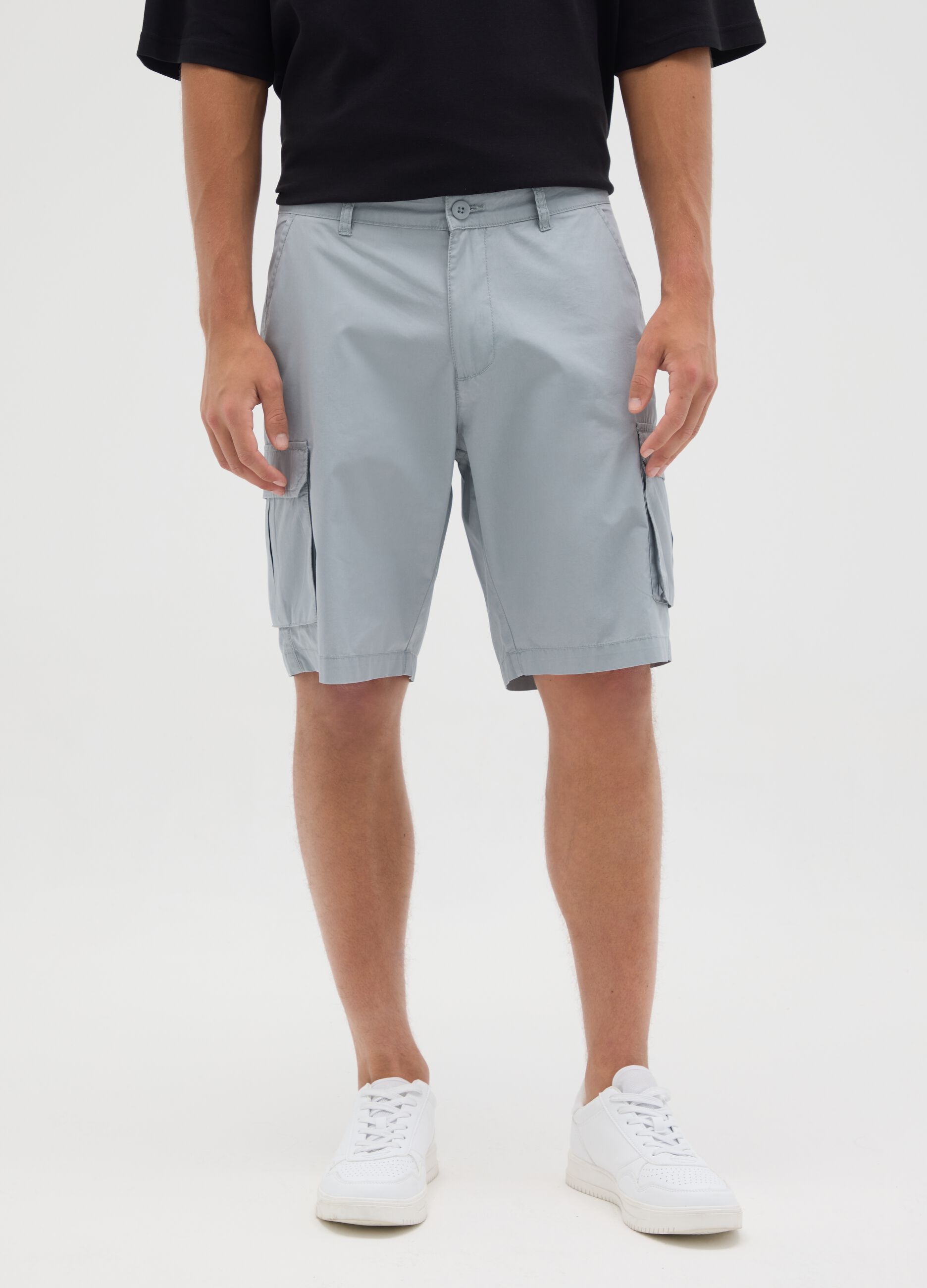 Men's pure cotton grey regular fit shorts
