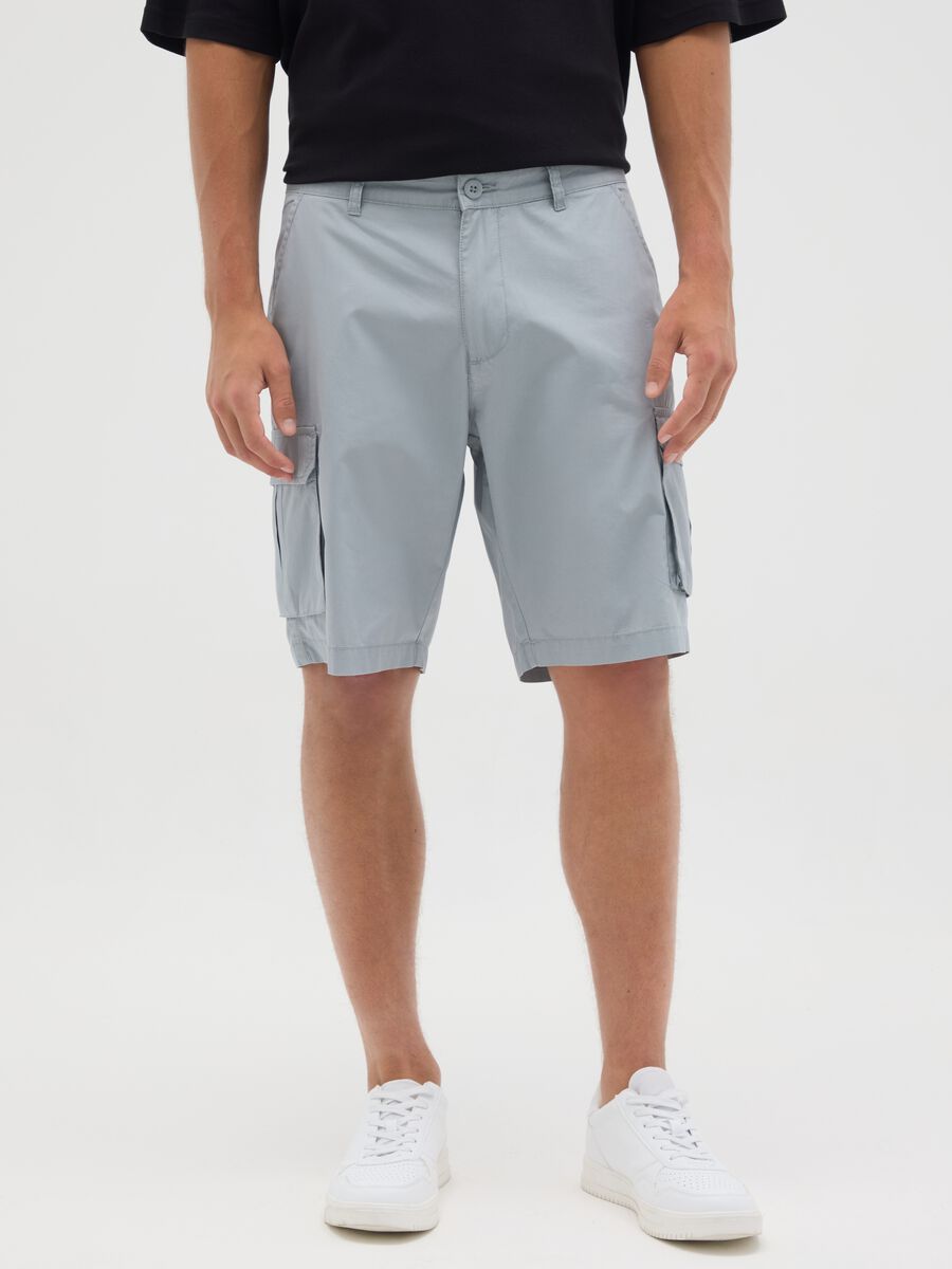 Men's pure cotton grey regular fit shorts_1