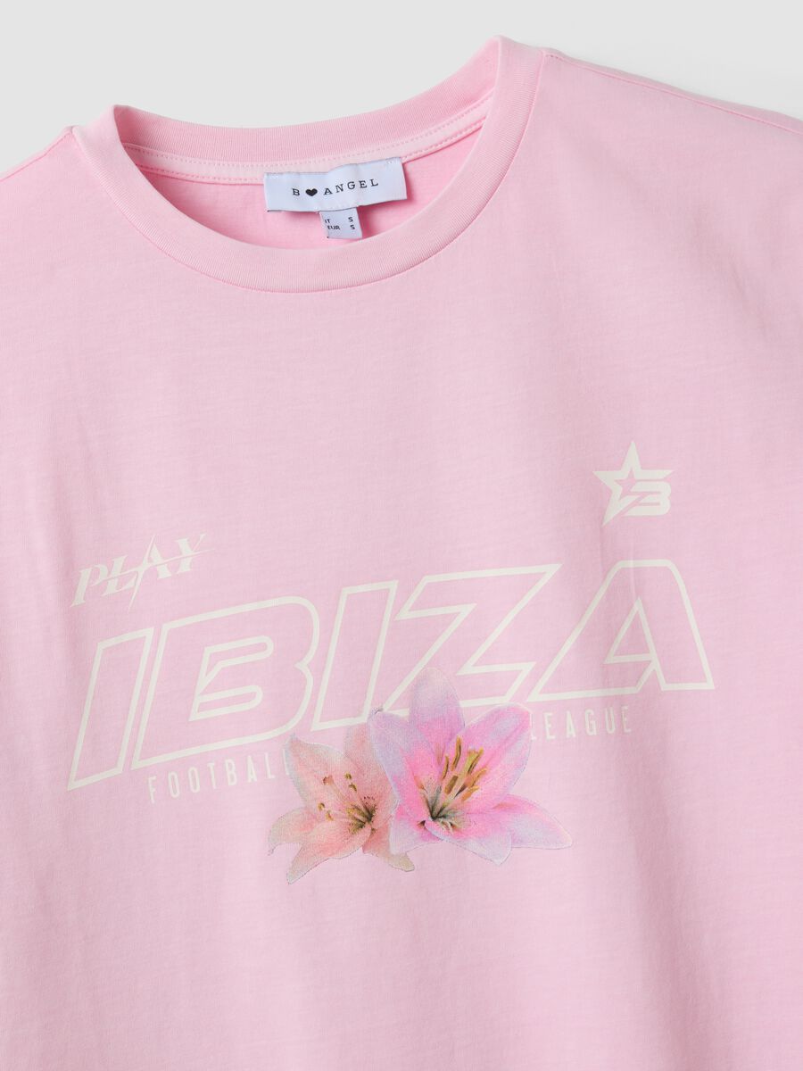White pure cotton T-shirt with slogan, relaxed fit_5