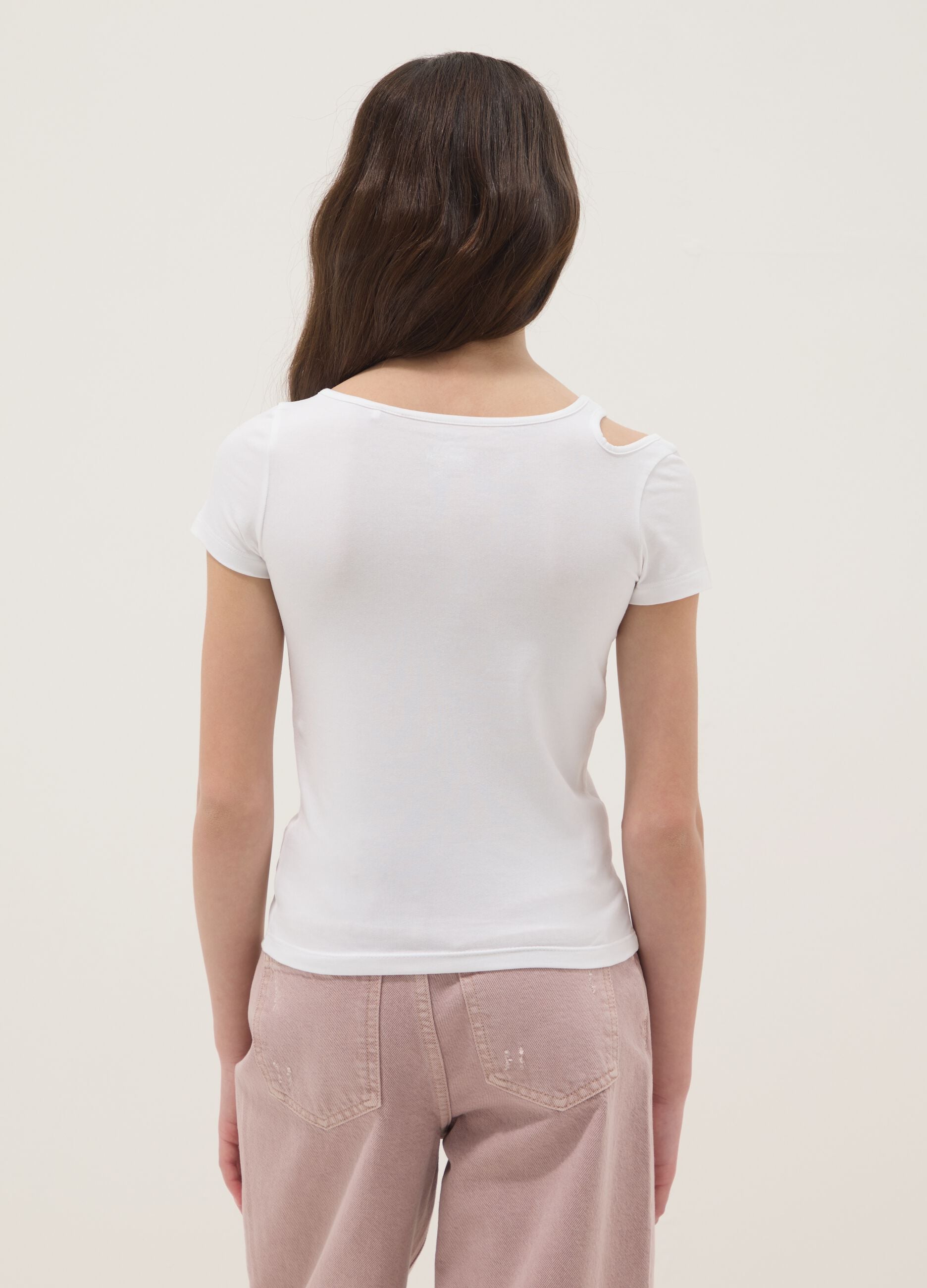 T-shirt in cotone elasticizzato bianca da ragazza slim fit