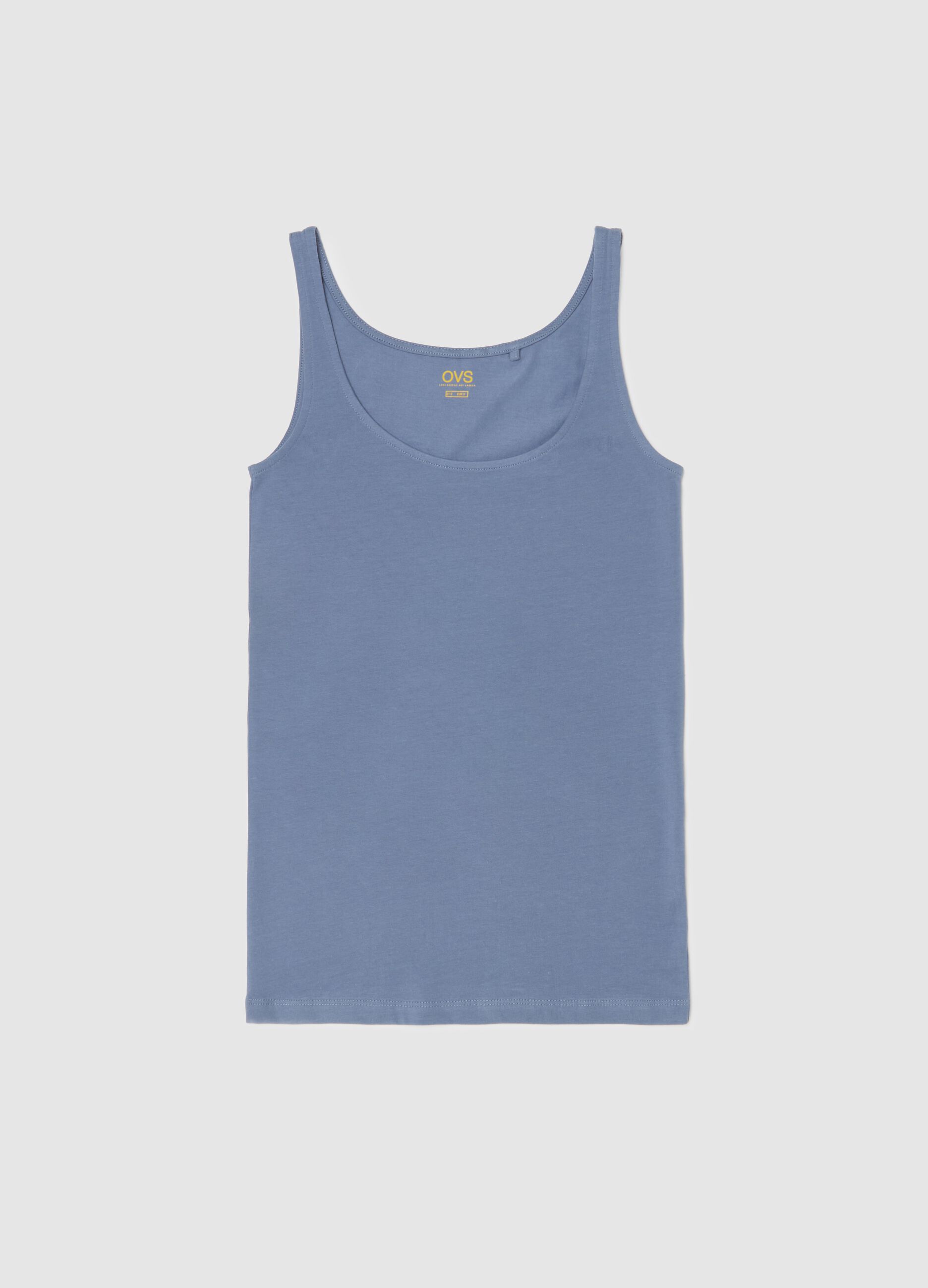 Under vest with round neck and wide straps
