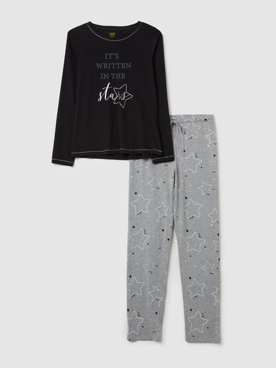 Long pyjamas in organic cotton with stars print_4