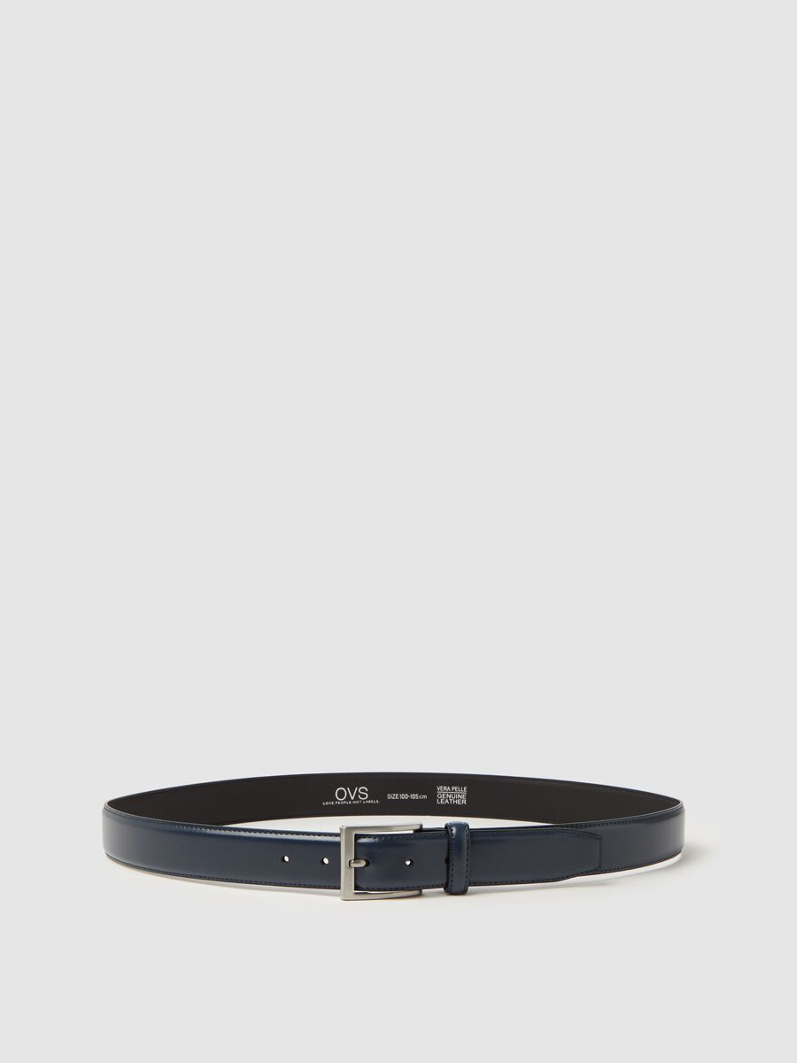 Leather belt with rectangular buckle_0