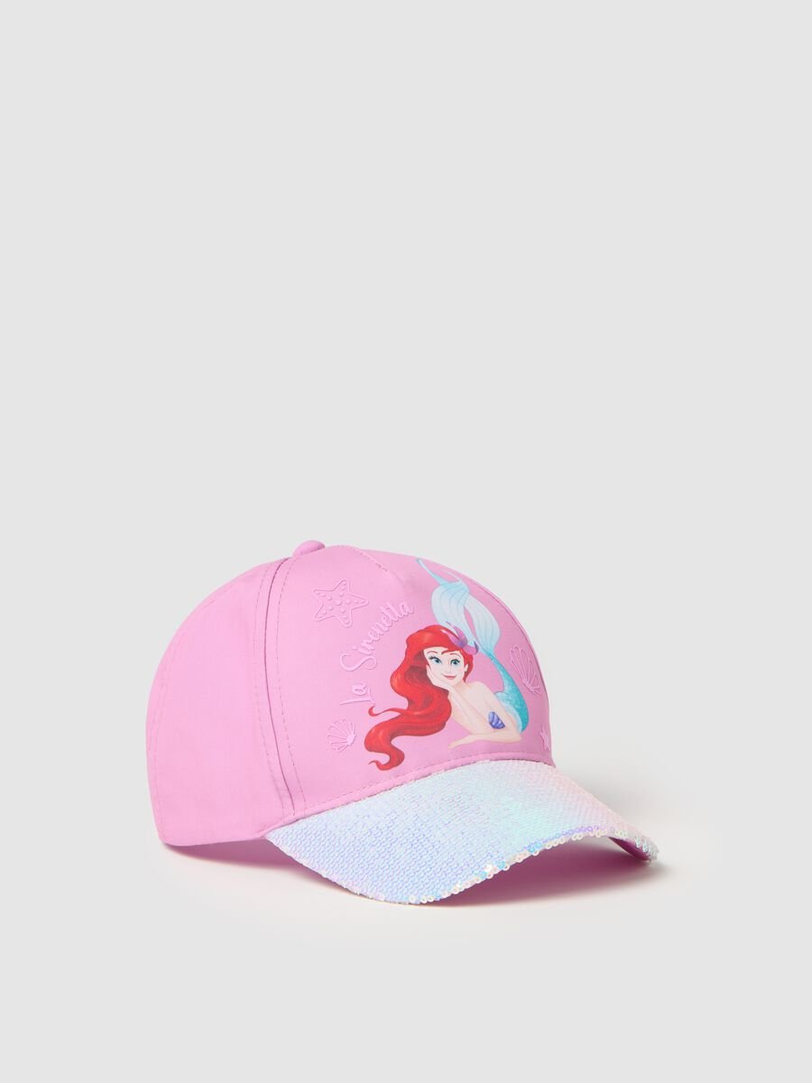 Pink Baseball Cap with Mermaid and Sequins_0
