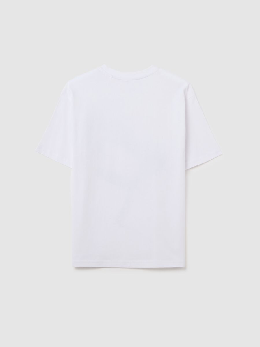 White regular fit pure cotton kids' t-shirt with print_4