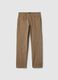 Brown stretch cotton trousers regular fit_4