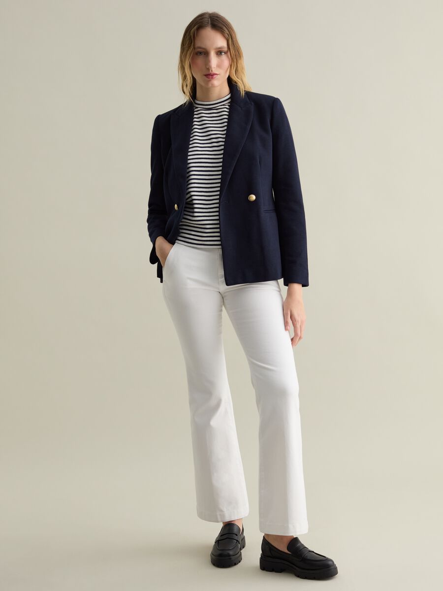 Double-breasted blazer in jersey with gold-coloured buttons_1