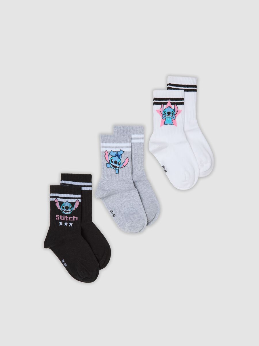 3-pack of multicolour mid-calf socks in stretch organic cotton with Stitch print_0