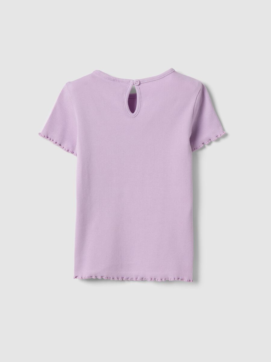 Girls' Stretch Cotton Purple T-shirt with Designs_1