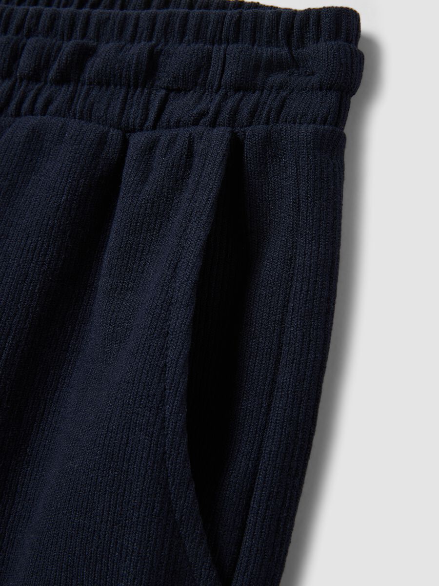 Shorts jogger blu in misto cotone con coulisse relaxed fit_5