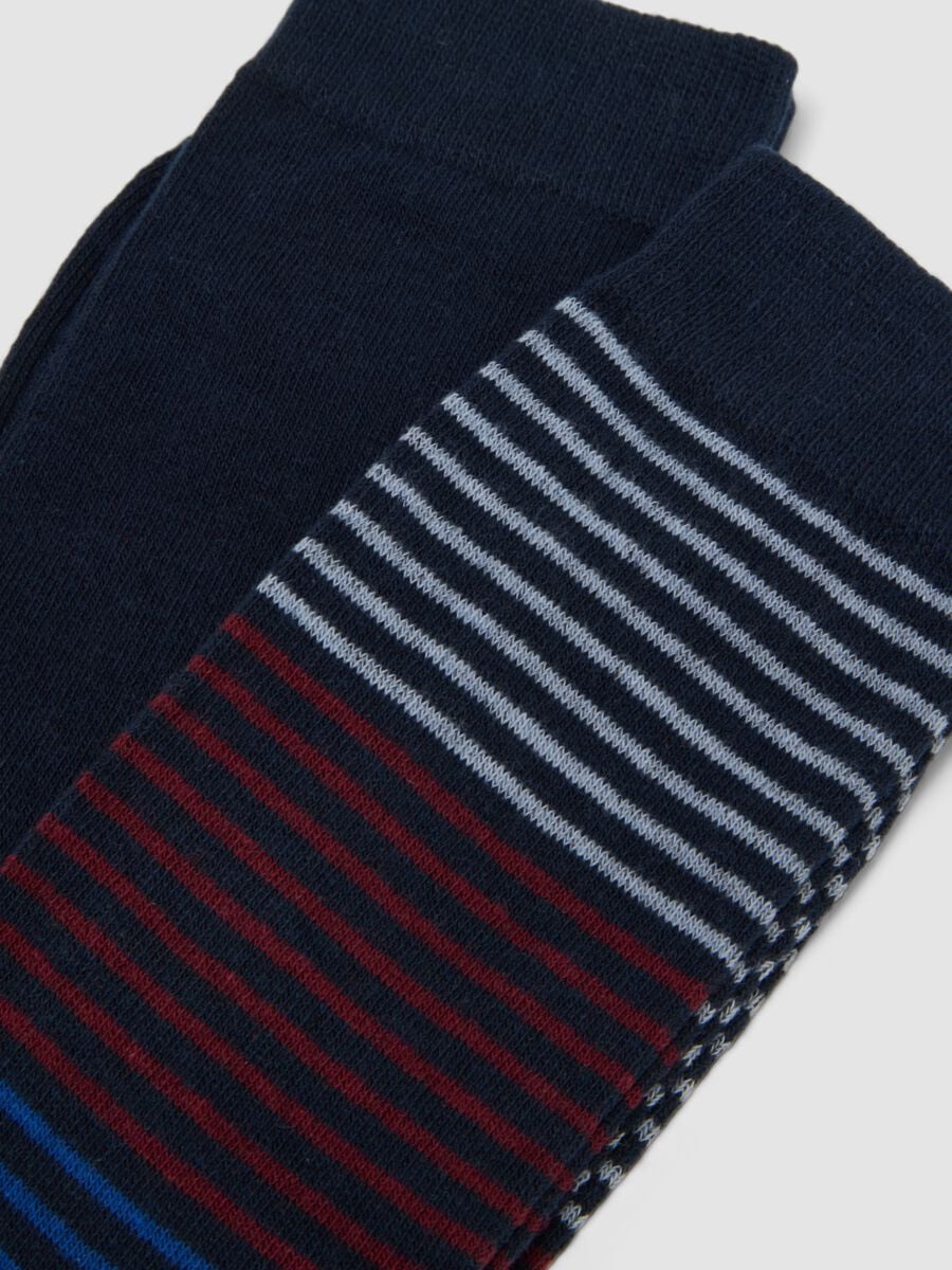 Three-pack of short socks in dark brown, royal blue, ecru and ochre yellow stretch organic cotton_2
