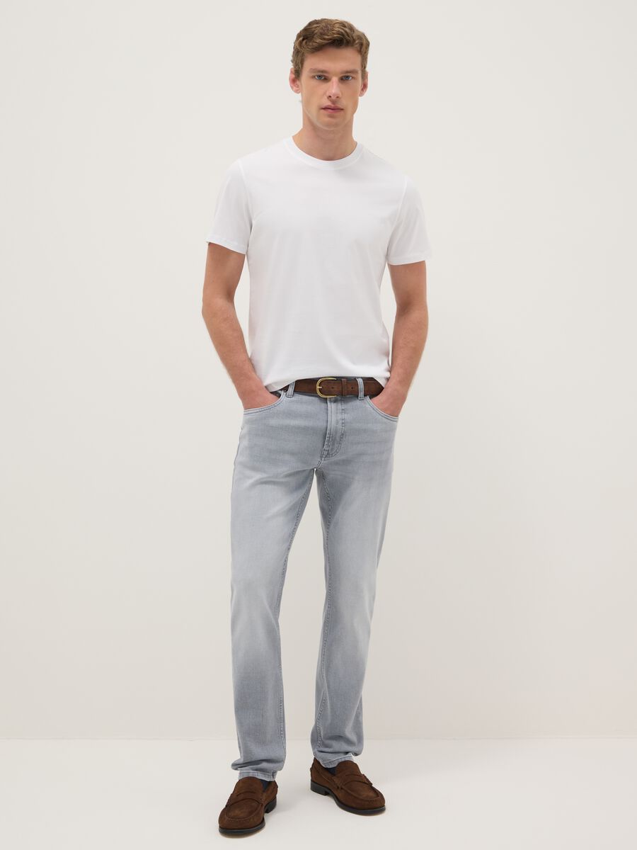 Slim fit stretch cotton grey jeans_0