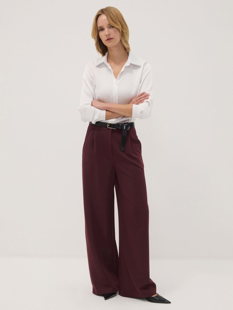 Pantaloni rossi in misto viscosa elasticizzata regular fit_0