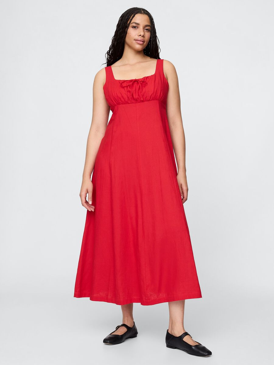 Gap Red Long Linen and Viscose Dress_3