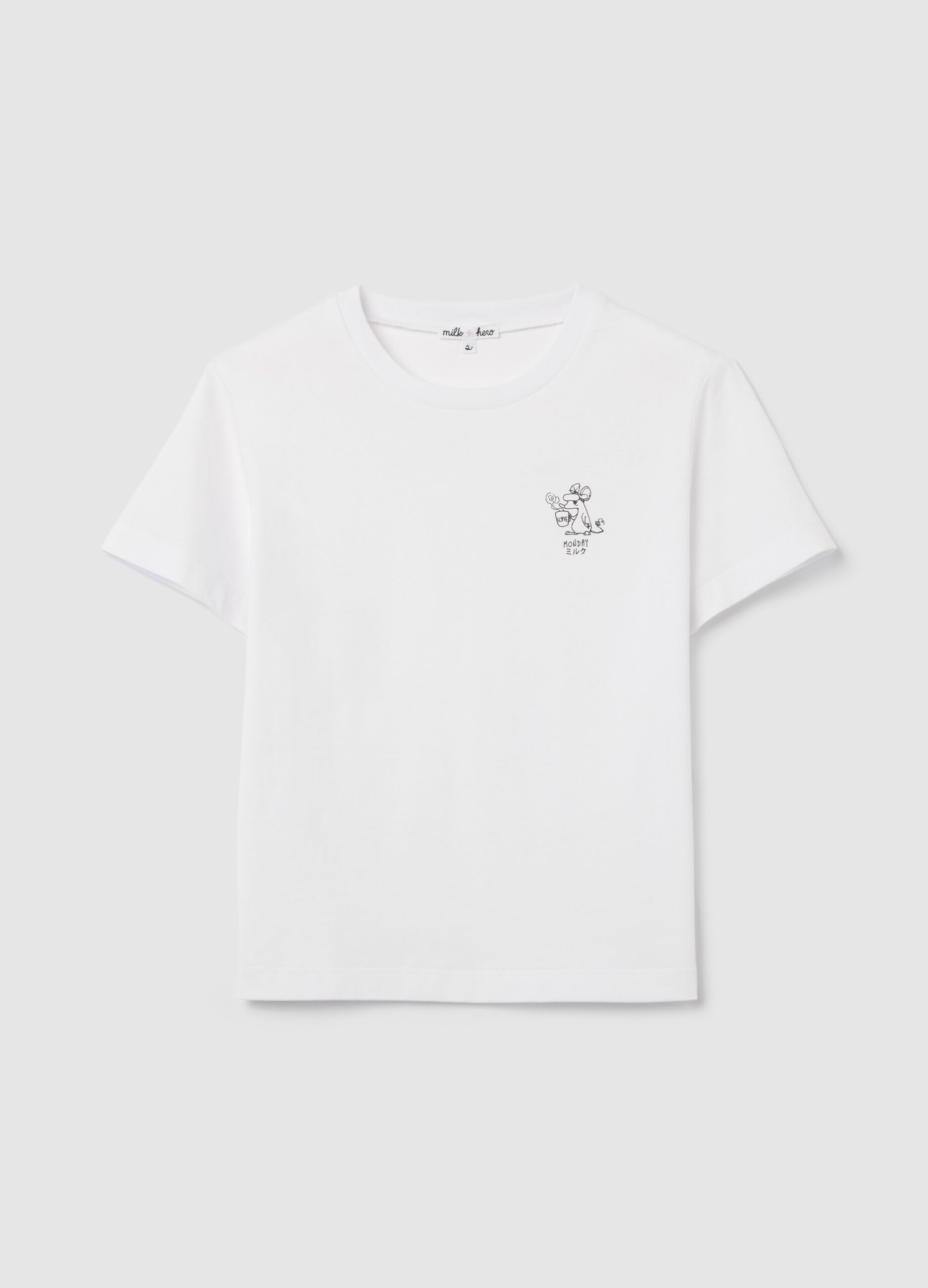White boxy-fit T-shirt in cotton