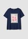 T-shirt blu in puro cotone con stampa regular fit_0