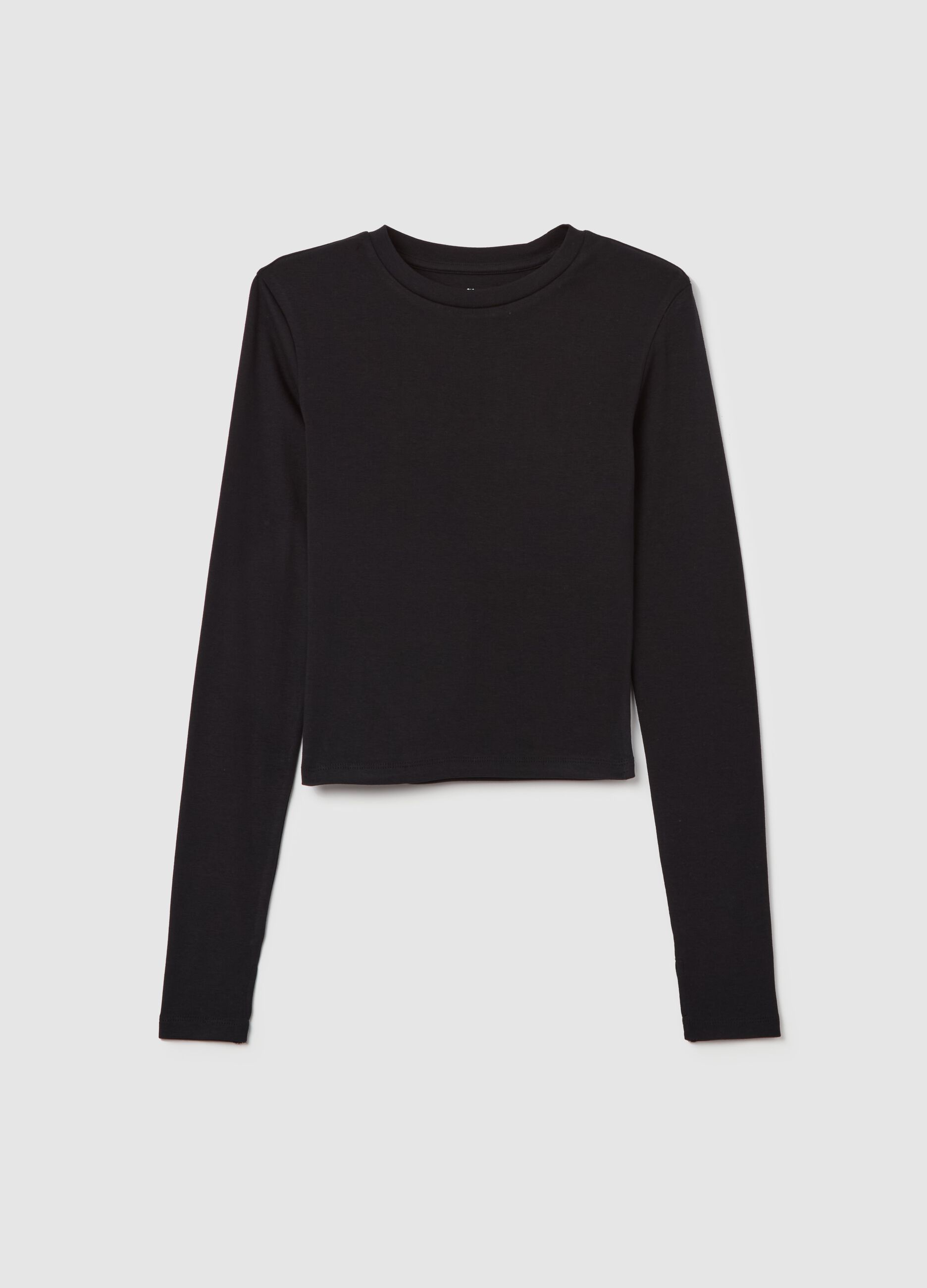 Crop Long-sleeved T-shirt Black