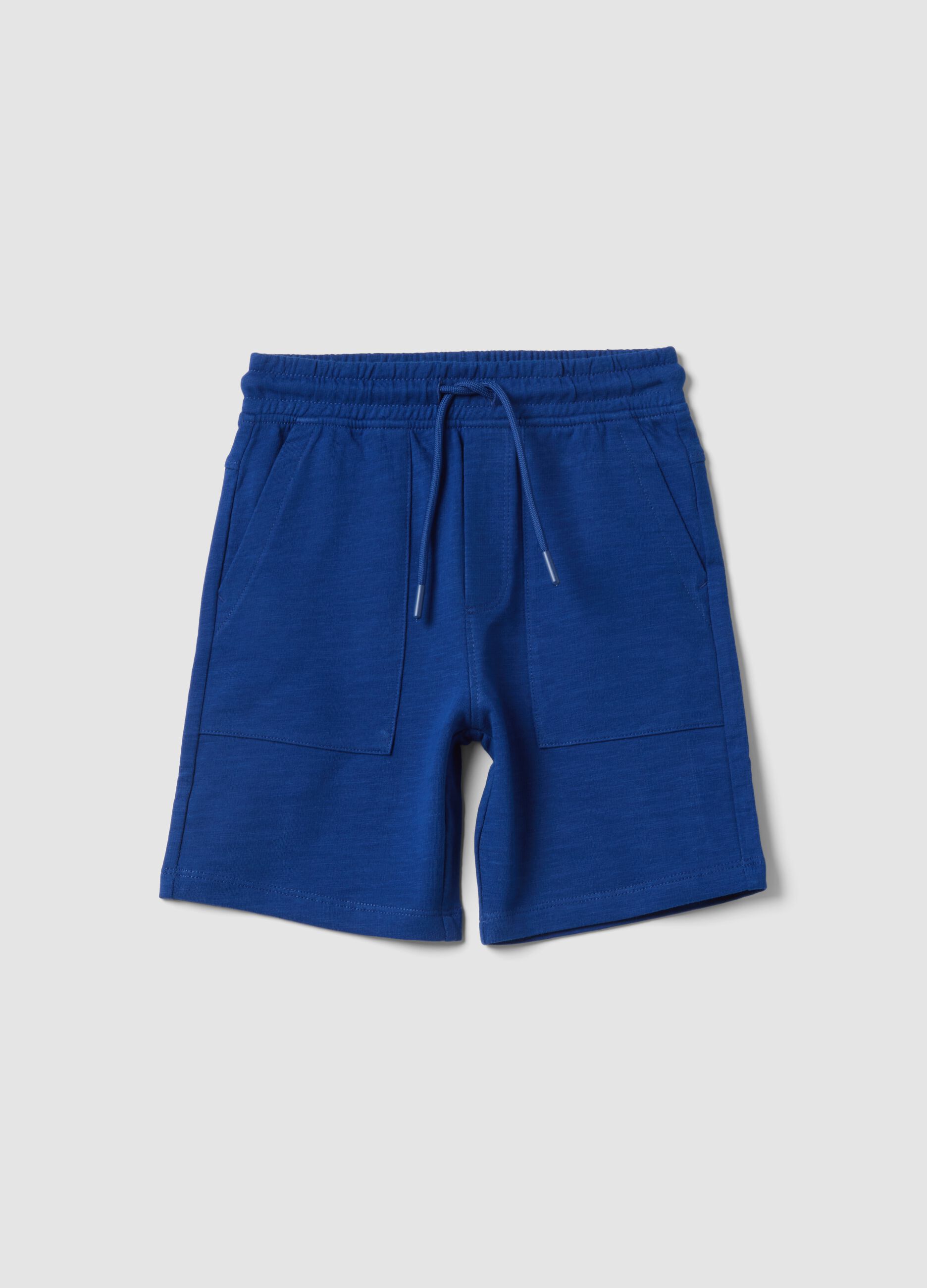 Boys&rsquo; blue pure cotton shorts with elasticated waist