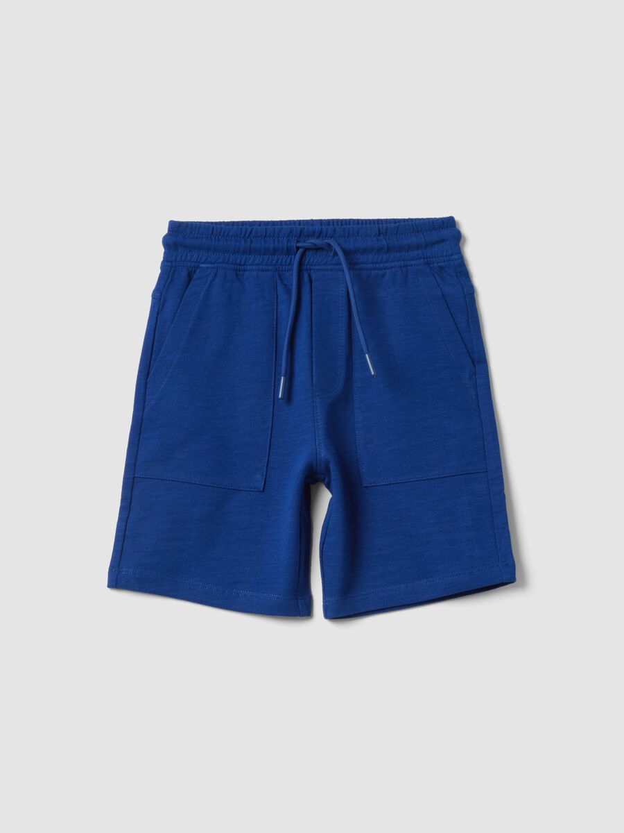 Boys&rsquo; blue pure cotton shorts with elasticated waist_0