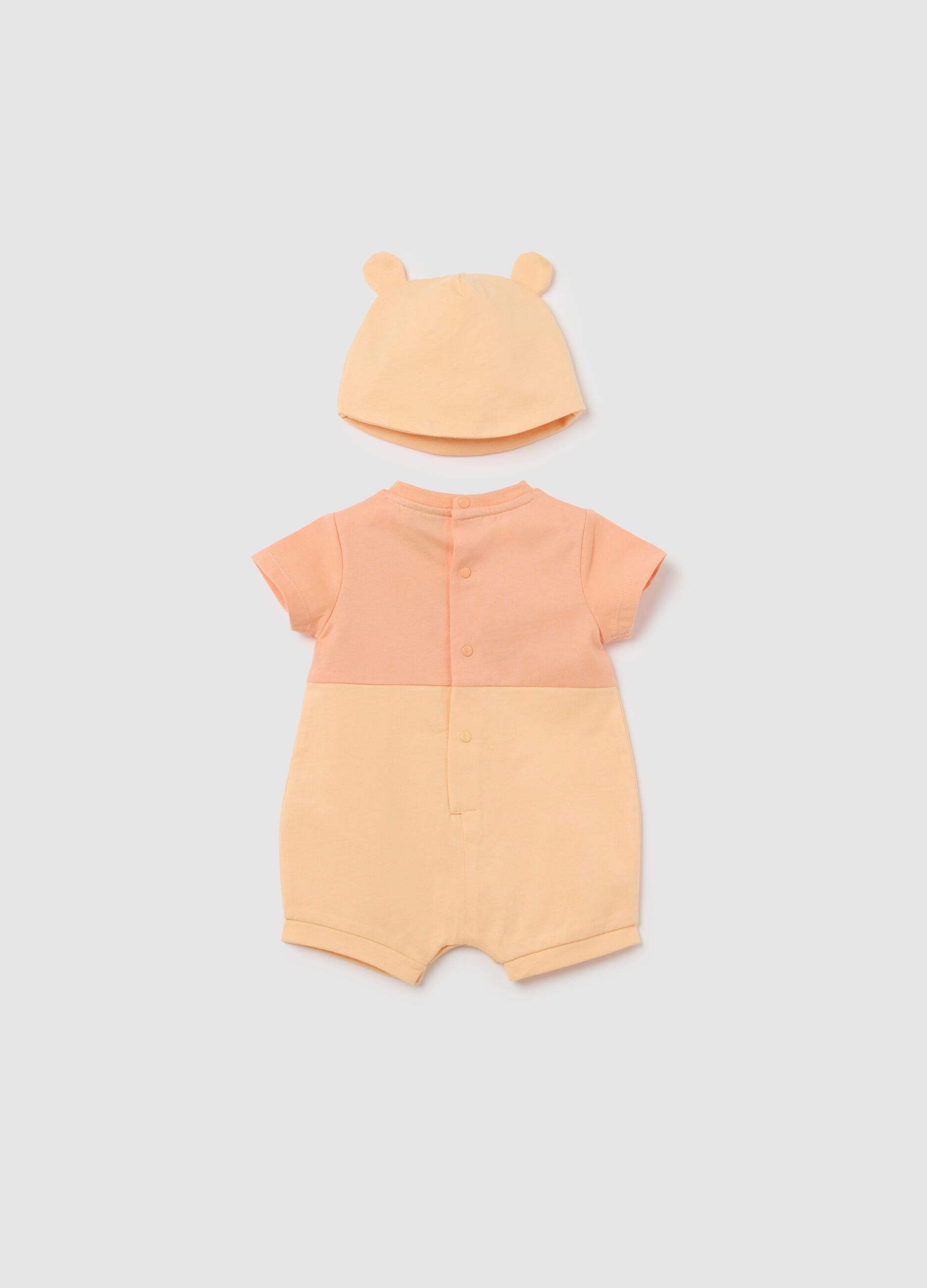 Set pagliaccetto e berretto arancione e giallo in cotone bio Winnie the Pooh