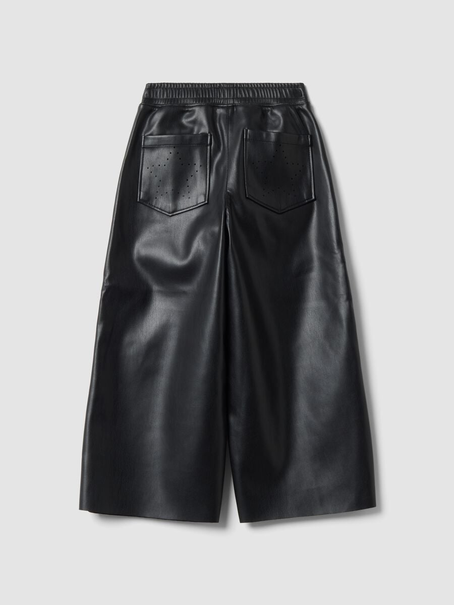 Girls&rsquo; black wide-leg trousers with elasticated waist_1