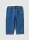 Blue denim cargo trousers in a cotton-viscose blend for baby boy_0
