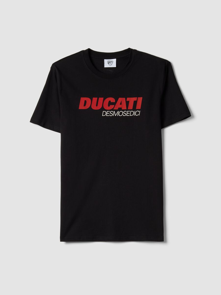 Black regular fit pure cotton T-shirt with Ducati print_4