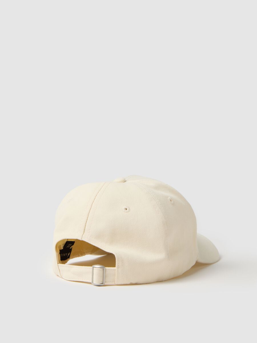 Men's beige pure cotton cap with embroidery_1