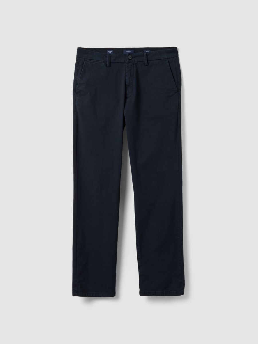 Blue regular-fit stretch cotton chino trousers_4