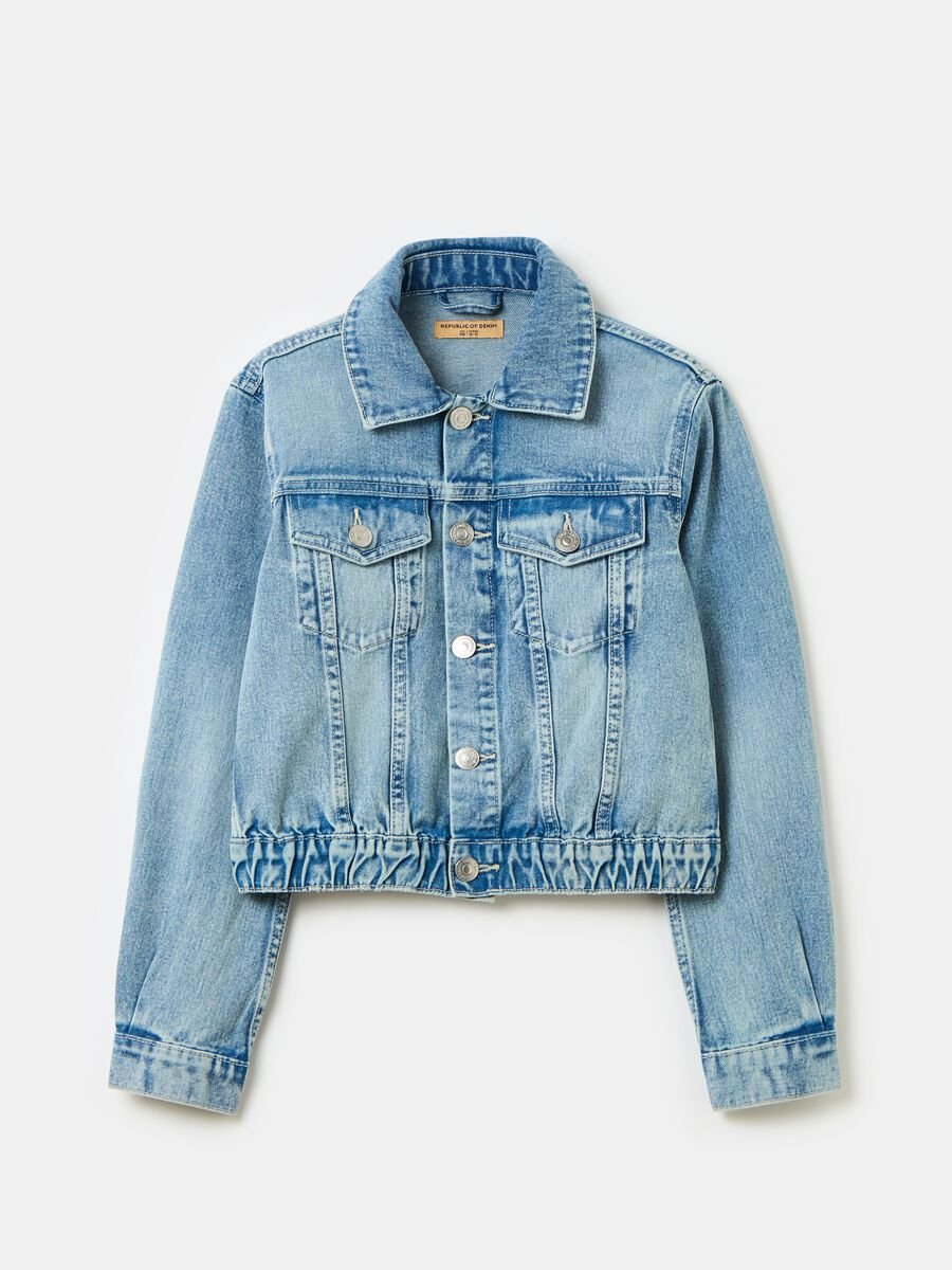 Denim jacket with elasticated hem_0