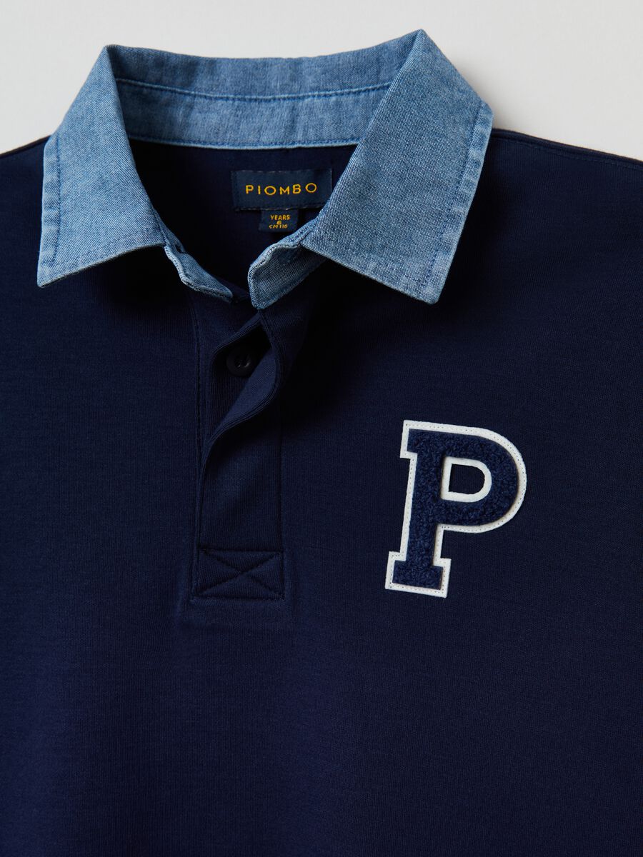 Polo a maniche lunghe con patch boucle_5