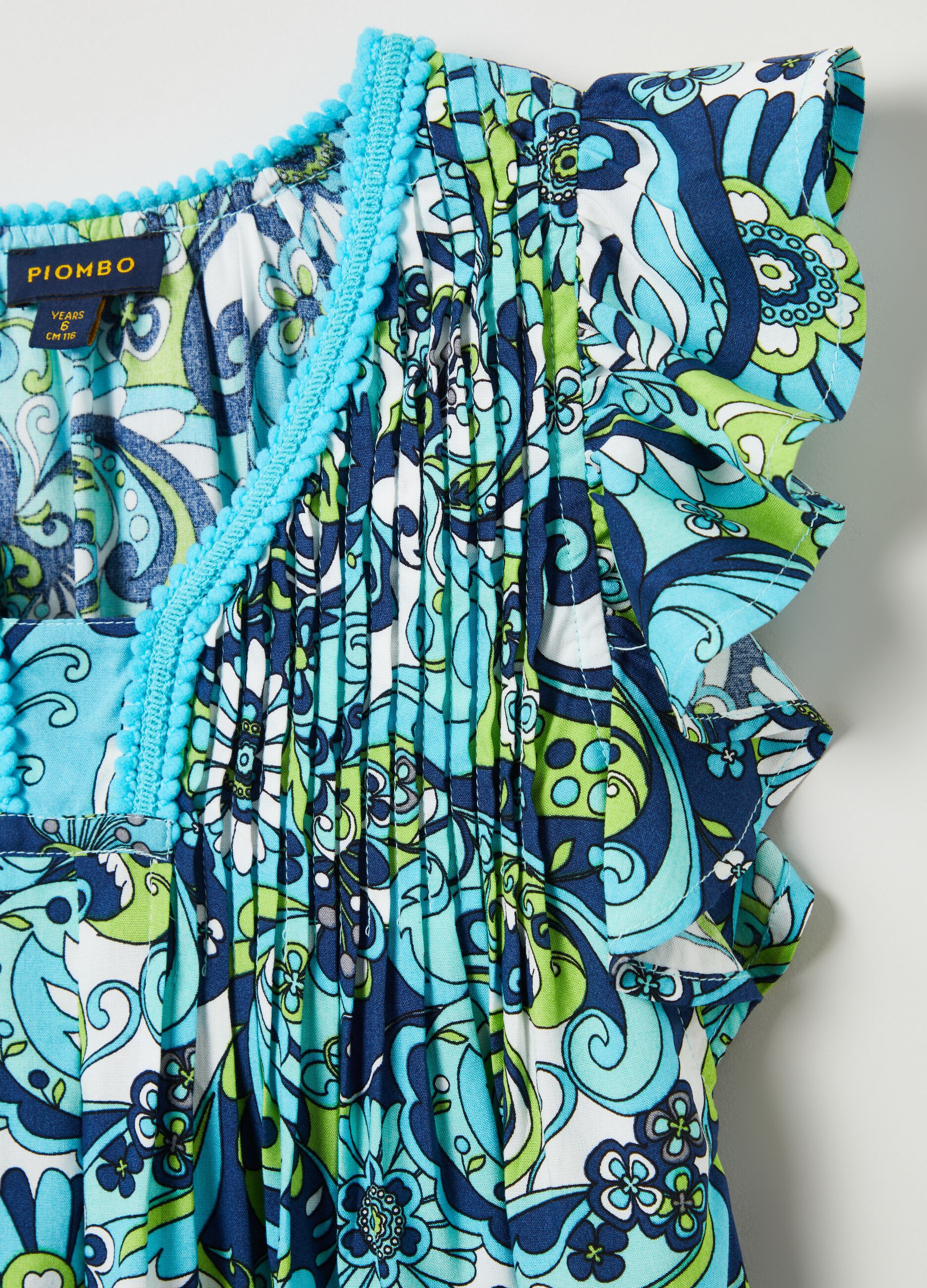 Vestito floreale con pon pon_2