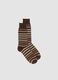 Brown striped short socks in stretch cotton_0
